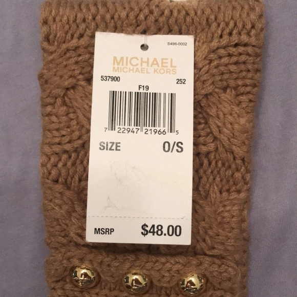 Brand New Michael Kors Cable Knit Earband Headband Camel w/ Gold Accents - Picture 6 of 9